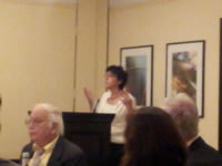 Stephannie presents the Nero Award to Chris Knopf for DEAD ANYWAY